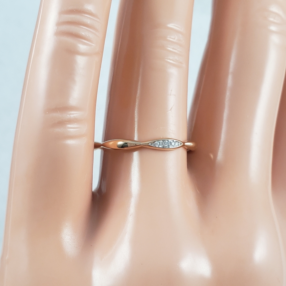 Delicate 14k Rose Gold & Diamonds Band - Picture 8 of 8